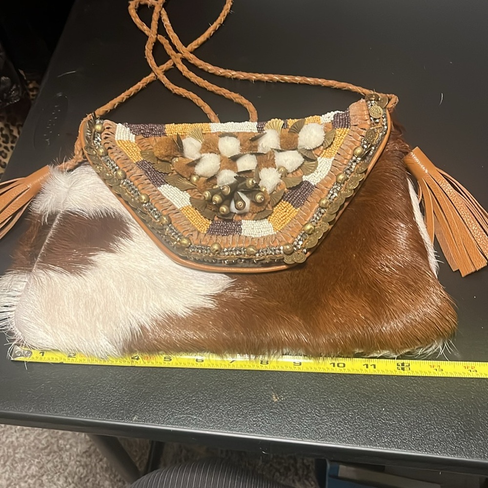 ibBan Anthropologie Hair on Hide Embellished Crossbody - Picture 8 of 10